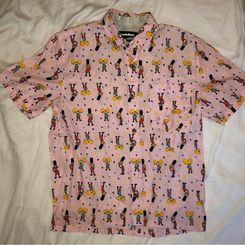 Hey Arnold pink button up shirt